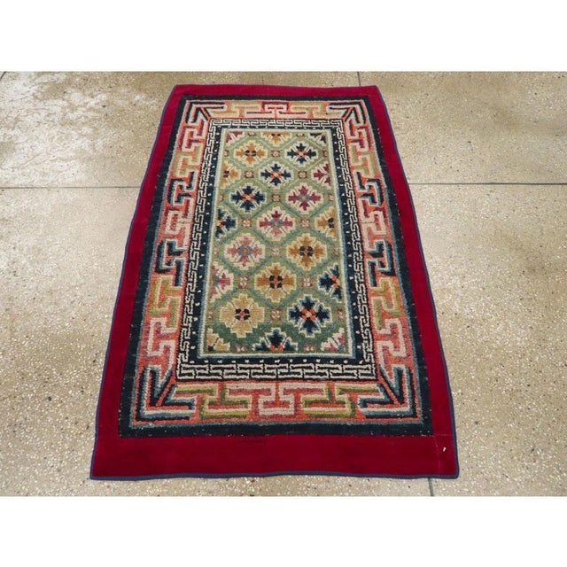 Art Deco Galerie Shabab Collection Mid-20th Century Handmade Tibetan Throw Rug For Sale - Image 3 of 8