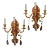 Gilt Metal Painted Chinoiserie Three-Arm Wall Light Sconces - A Pair For Sale