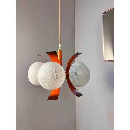 White and Orange Chandelier by Richard Essig For Sale - Image 3 of 11