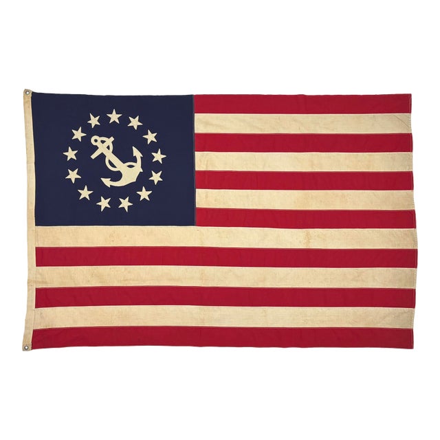 Large Modified Vintage Cotton Flag With New Yacht Ensign Emblem For Sale