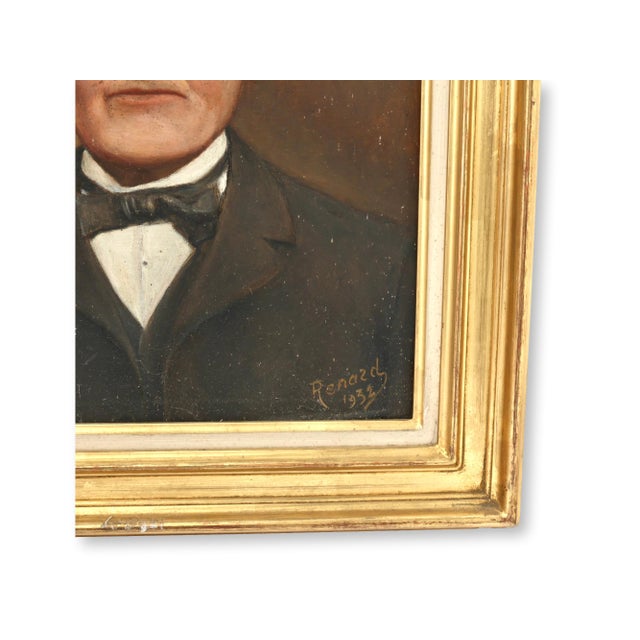 1932 French Oil on Canvas Portraits, Pair For Sale - Image 4 of 8