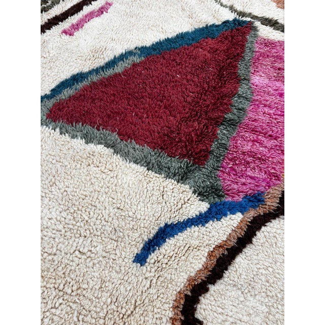 Contemporary Berber Colorful Moroccan Beni Ourain Wool Rug For Sale - Image 3 of 9