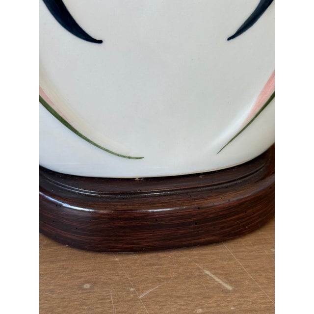 Vintage Hand-Painted Ceramic Parrot Ginger Jar Table Lamp With Original Shade For Sale - Image 10 of 11