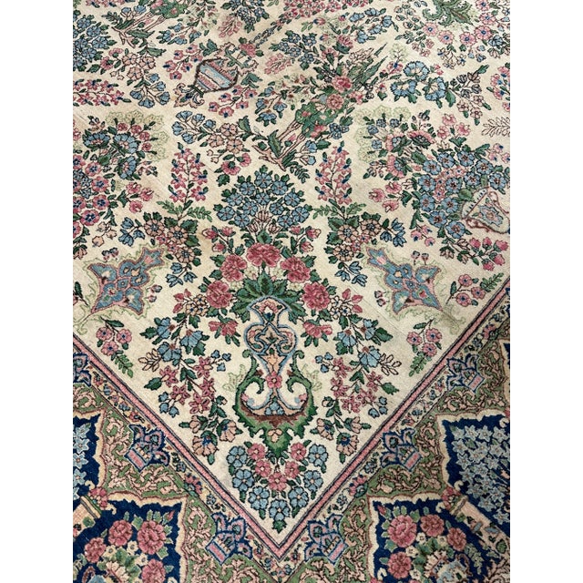 Semi Antique Floral Kerman 9’ X 11’ For Sale - Image 4 of 7