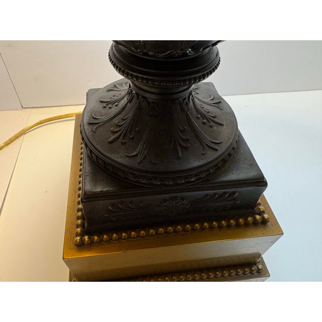 Black 18th Century Monumental Wedgwood Black Basalt Urn Table Lamps - A Pair For Sale - Image 8 of 10