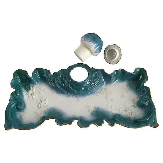 Antique Paris Porcelain Inkwell or Catchall For Sale - Image 4 of 6