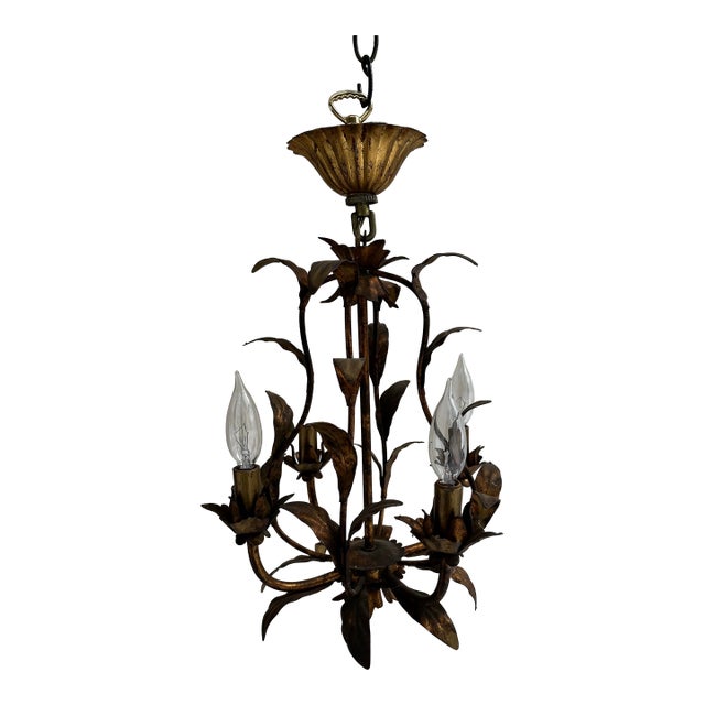 Vintage Petite Hollywood Regency Four Light Fixture For Sale