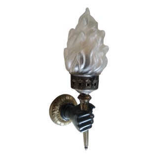 Gold and Black Hand Wall Light Torch, 1970s For Sale