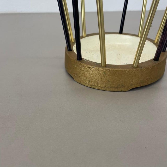 Mid-Century Modernist Bauhaus Metal Brass Umbrella Stand, Germany, 1950s For Sale - Image 11 of 16