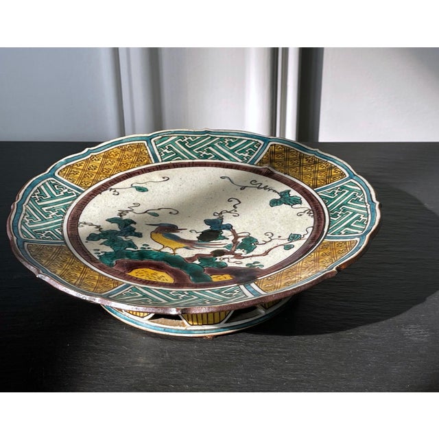 Antique Japanese Ceramic Ko-Kutani Revival Footed Dish For Sale - Image 18 of 18
