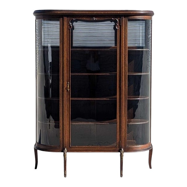Edwardian Curved Glass Demi-Lune Display Cabinet, 20th Century For Sale