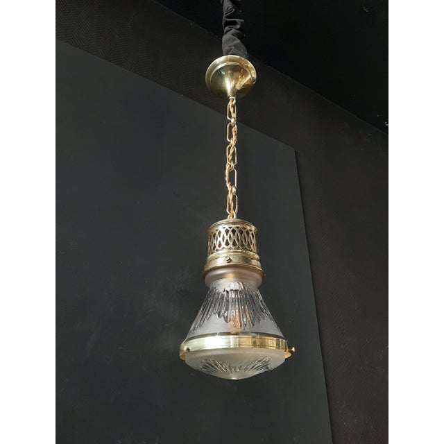 Bauhaus Small Pendant Light from Holophane, 1920s For Sale - Image 3 of 13