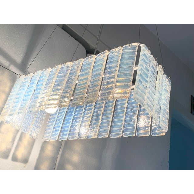 Chandelier murano glass sputnik opalino italian handmade Rare Opalino color Murano glass with white metal frame in...