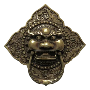 6 1/4" Chinese Brass Door Knocker Foo Lion Dog