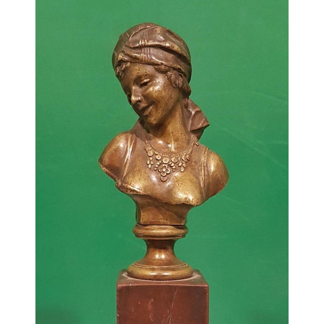 Bronze Bust with red French marble base, end of 19th century. Provenience: France.