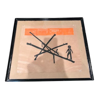 MCM Woodcut Print by Leona Pierce For Sale