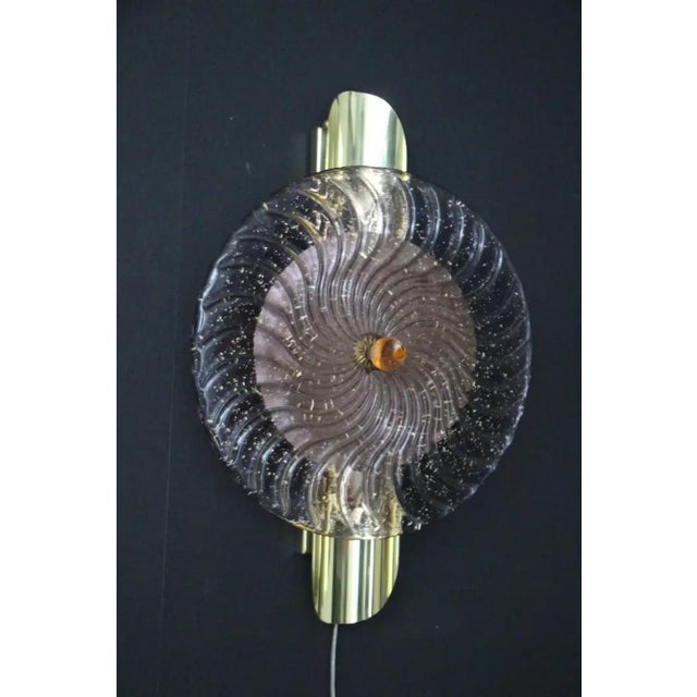 Large Disc-Shaped Wall Lights in Light Purple and Golden Murano Glass, 2000, Set of 2 For Sale - Image 14 of 16