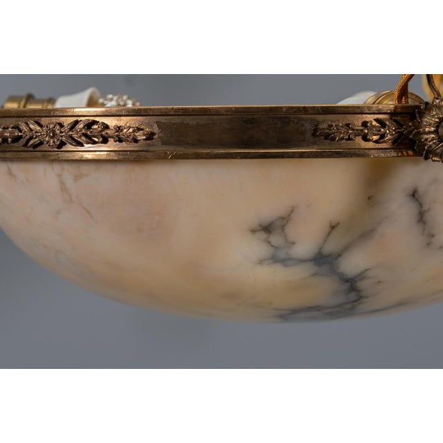 Early 20th Century French Empire Alabaster, Glass, and Bronze Six-Light Chandelier, 1890s For Sale - Image 15 of 18