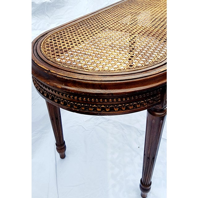 Antique French Walnut Caned Bench - Circa 1900 For Sale - Image 4 of 12