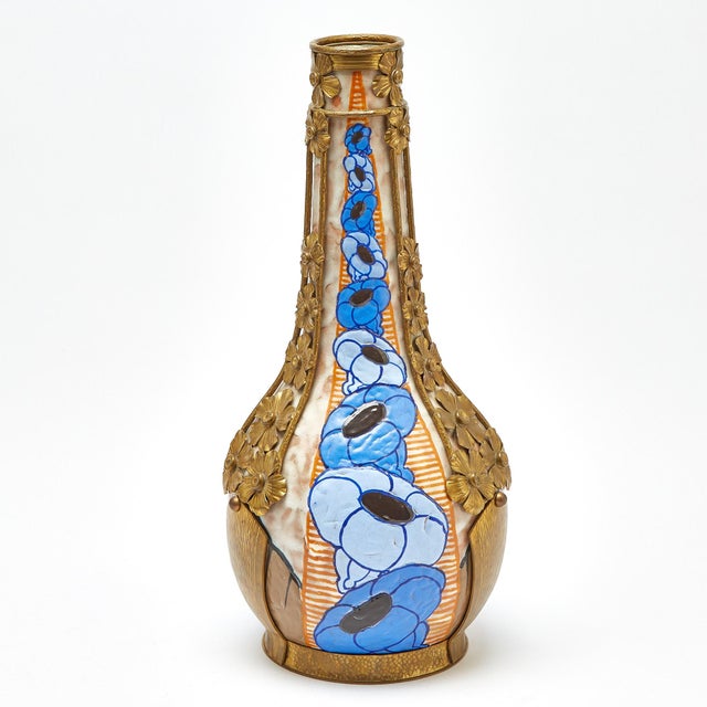 Early 20th Century French Art Deco Gilt-Metal Mounted Stoneware Vase For Sale - Image 10 of 10