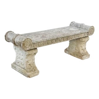 Large English Garden Stone Bench Seat in the Classical Style For Sale