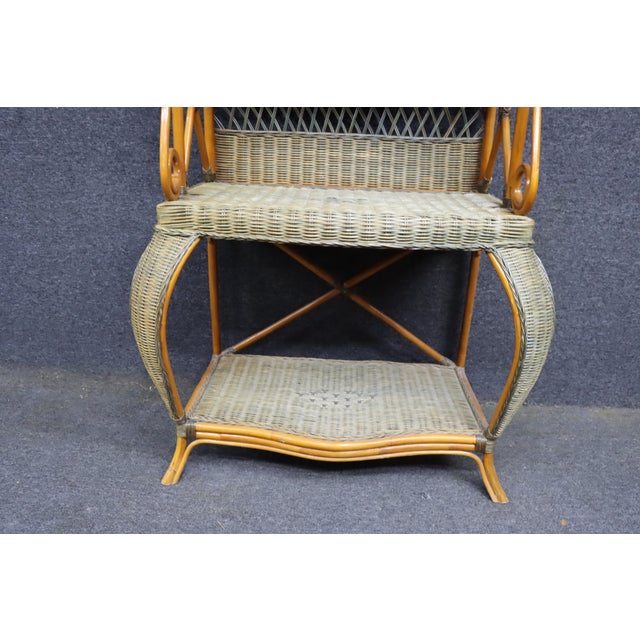 Italian Bamboo and Wicker Etagere For Sale - Image 10 of 15