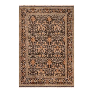 Art Nouveau 1990's Pak-Persian Black/Green Wool Rug - 6'3'' X 8'0'' For Sale