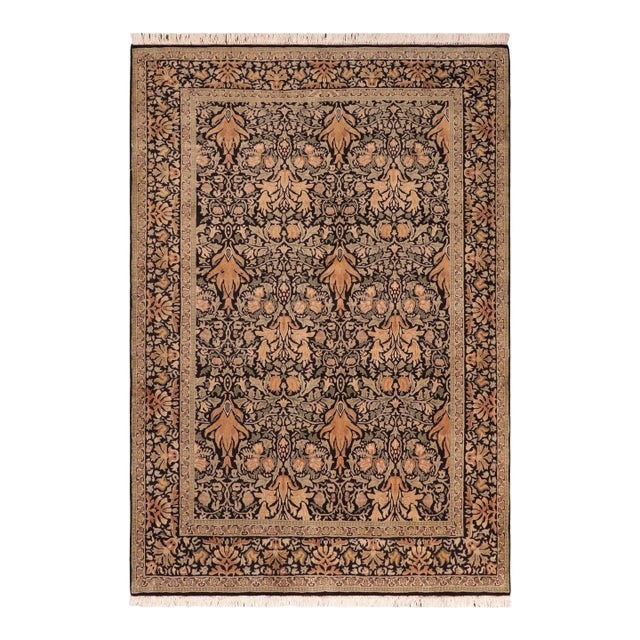 Art Nouveau 1990's Pak-Persian Black/Green Wool Rug - 6'3'' X 8'0'' For Sale