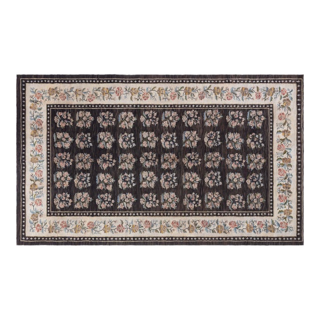 Antique Bessarabian Kilim Rug, Handwoven Floral Tapestry For Sale