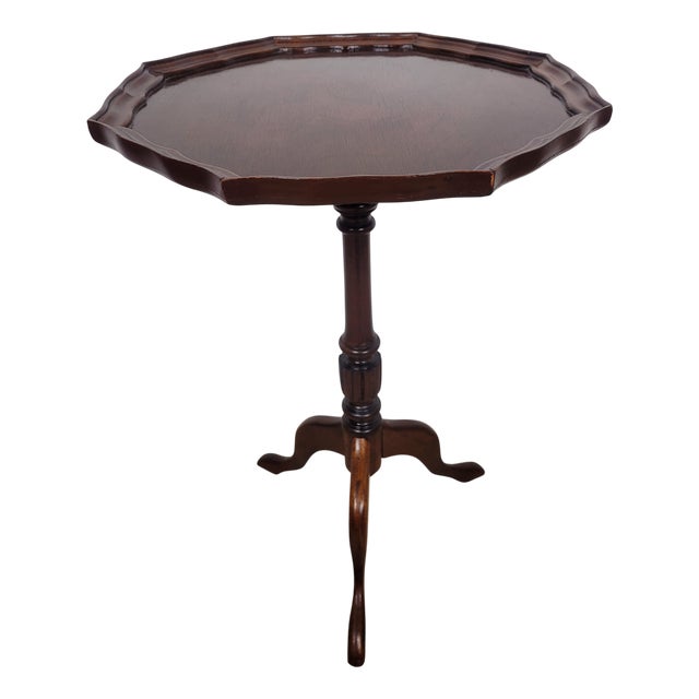 Octagonal Piecrust Tripod Wine Table with Fluted Legs, 1960 For Sale