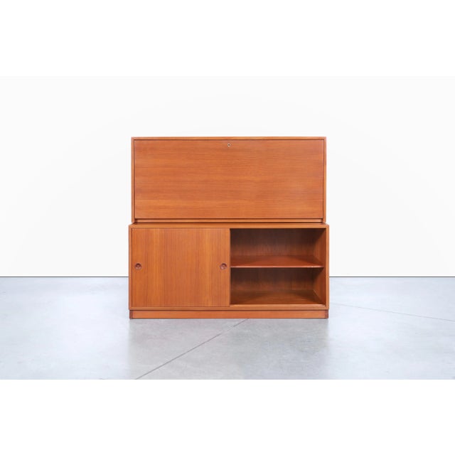 Mid-Century Modern Two-Piece Teak Secretary Cabinet / Desk by Borge Mogensen For Sale - Image 9 of 12