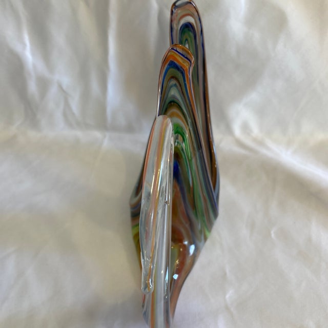 Late 20th Century Vintage Murano Style Multicolor Art Glass Swan Sculpture For Sale - Image 5 of 8