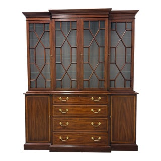 Henkel Harris 2365 29 Banded Mahogany Breakfront China Cabinet For Sale