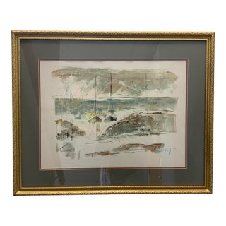 20th Century Coastal Birdsey Watercolor For Sale