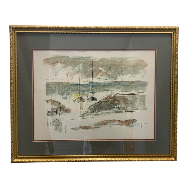 20th Century Coastal Birdsey Watercolor For Sale