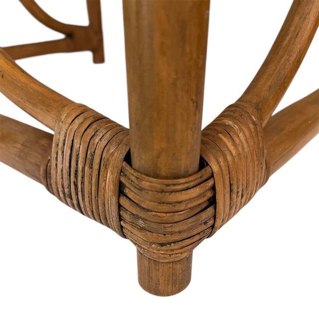 Chestnut Mid-Century Bamboo Rattan Nesting Tables. Set of 3 For Sale - Image 8 of 11