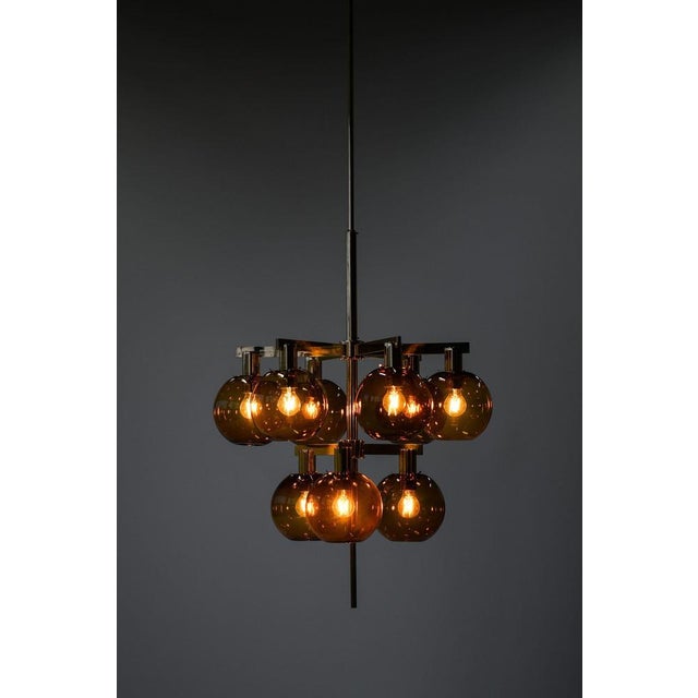 Ceiling Lamp in Brass and Amber Glass by Hans-Agne Jakobsson, 1950s For Sale - Image 9 of 11