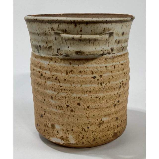 Mid-Century Modern Vintage Studio Pottery Two Tone Vessel For Sale - Image 3 of 9
