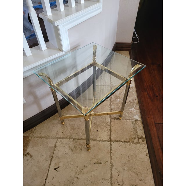Mid 20th Century Brass and Glass Side Table For Sale - Image 4 of 12