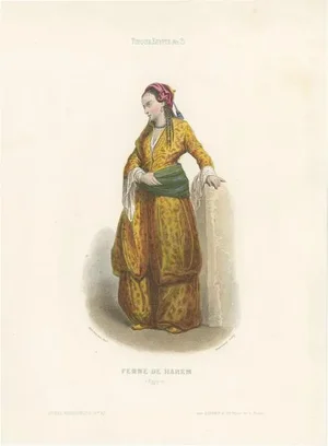 Aubert, Costume Illustration of a Harem Woman, Egypt, 1850, Print