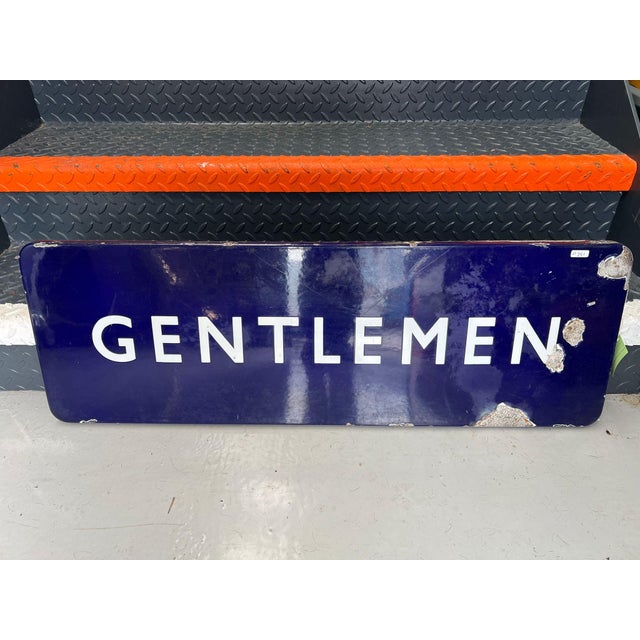 Vintage Enamel British Railways Gentlemans Sign, 1940s For Sale - Image 9 of 9