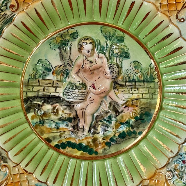 Capodimonte Mid 20th Century Hand Painted Capodimonte Decorative Plate Wall Decor For Sale - Image 4 of 11