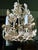 Sophisticated Holywood Regency Tole Chandelier featuring Champagne Beige Leaves and Antique Gold Roses. Chain included,...