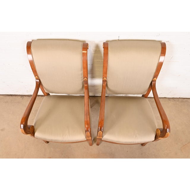 Late 20th Century Henredon French Empire Carved Walnut and Giltwood Armchairs, Pair For Sale - Image 5 of 11