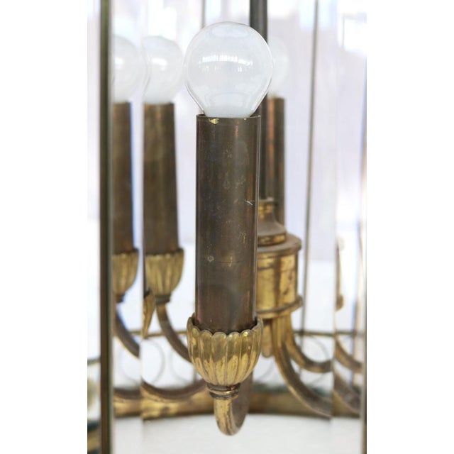 Large Brass and Glass Entrance Lantern, 1900s For Sale - Image 3 of 11