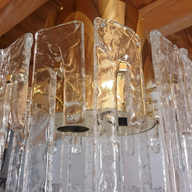 1970s Mid-Century Modern Brass and Murano Glass Chandelier For Sale - Image 9 of 12