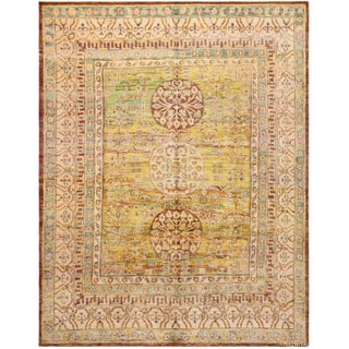 Nazmiyal Collection Luxurious Silk Modern Khotan Style Area Rug For Sale