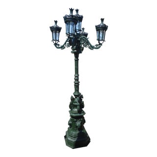 Large Cast Iron Street Lamp With Five Lanterns For Sale