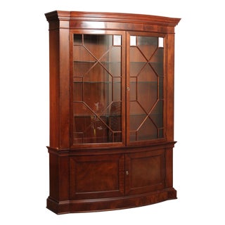 Baker Historic Charleston Collection Large Mahogany Bow Front China Cabinet For Sale