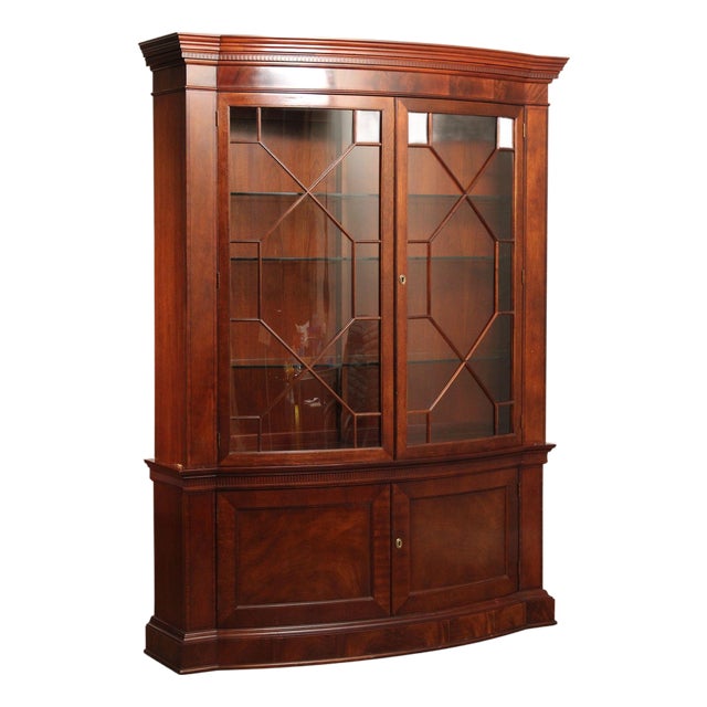 Baker Historic Charleston Collection Large Mahogany Bow Front China Cabinet For Sale